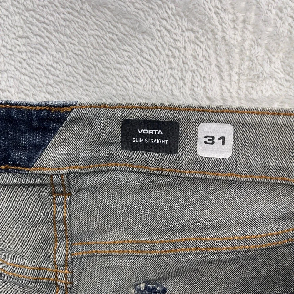 Volcom Vorta Straight Leg Jeans Mens 31 Denim Cotton Stretch Slim Fit Dark Wash